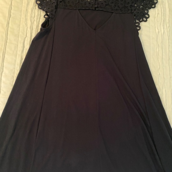 Loft Navy Lace Top Flutter Sleeve - Picture 2 of 2